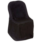 Polyester Slip On Folding Chair Covers Black - Stain-Resistant Reusable Durable Fabric
