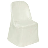 Polyester Slip On Folding Chair Covers Ivory - Stain-Resistant Reusable Durable Fabric