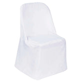 Polyester Slip On Folding Chair Covers White - Stain-Resistant Reusable Durable Fabric