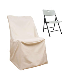 Polyester Chair Cover for Folding Lifetime Chairs Beige - Reusable Durable Slip-On Cover