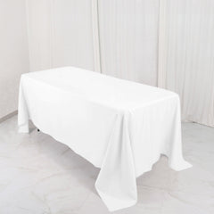 Premium Polyester 72"x120" Rectangle Tablecloth White - 220GSM Stain-Resistant Table Cover for Weddings & Event Decor