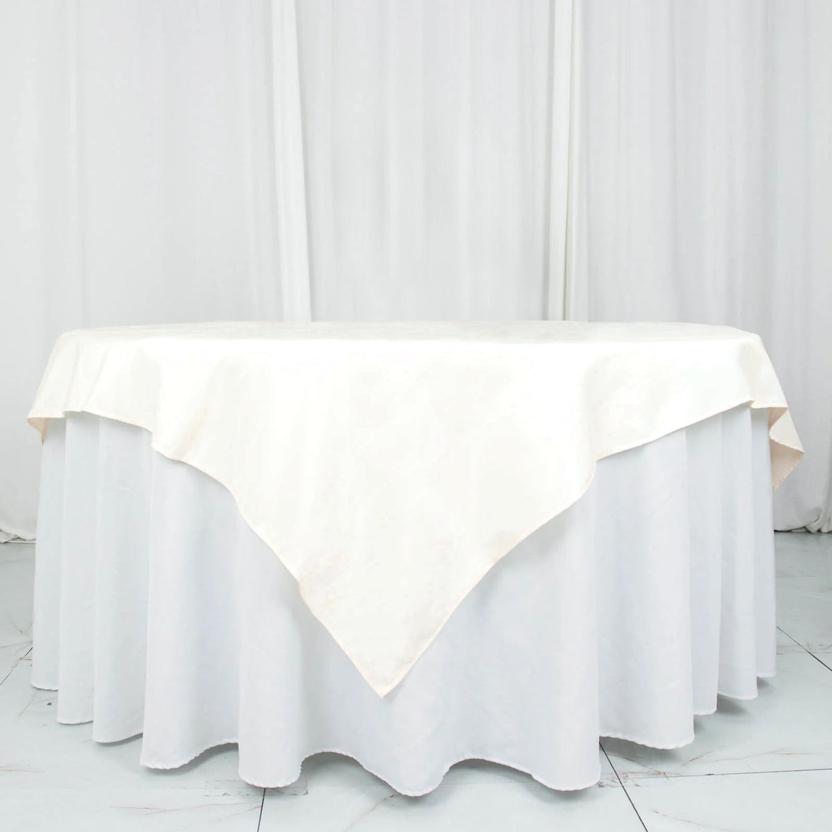 Premium Polyester 70"x70" Table Overlay Square Tablecloth Ivory 220GSM Wrinkle-Resistant Table Cover