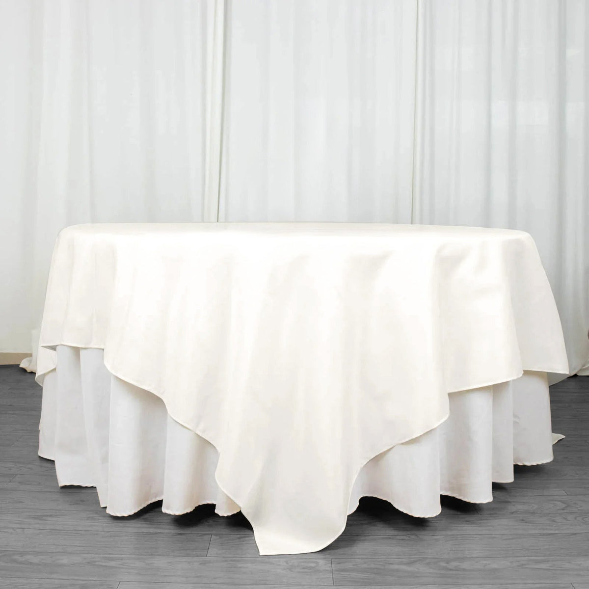 Premium Polyester 90"x90" Table Overlay Square Tablecloth Ivory 220GSM Wrinkle-Resistant Table Cover
