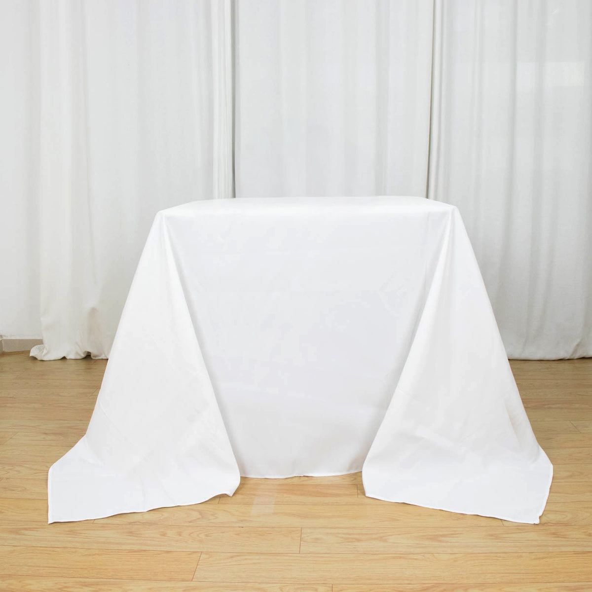 Premium Polyester Square Tablecloth 90"x90" White 220GSM Wrinkle-Resistant Table Cover for Stylish Gatherings
