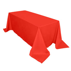Polyester 90"x132" Rectangle Tablecloth Red - Seamless Wrinkle-Resistant Table Cover