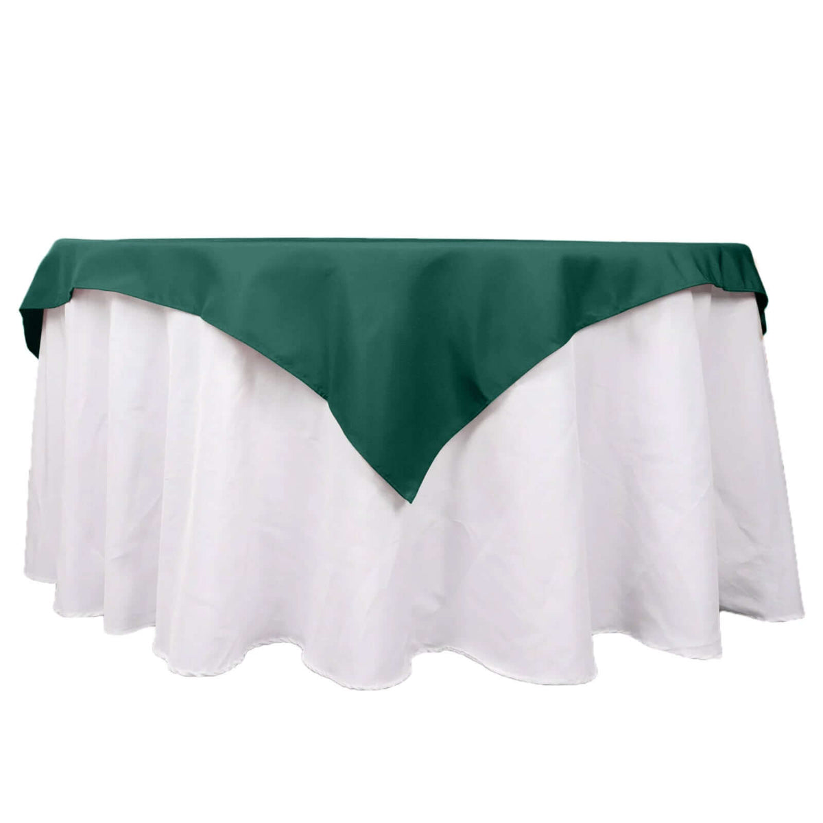 Premium Polyester 54"x54" Table Overlay Square Tablecloth Hunter Emerald Green - 220GSM Stain and Wrinkle-Resistant Table Topper