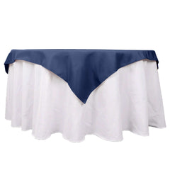 Premium Polyester 54"x54" Table Overlay Square Tablecloth Navy Blue - Stain and Wrinkle-Resistant 220GSM Table Topper