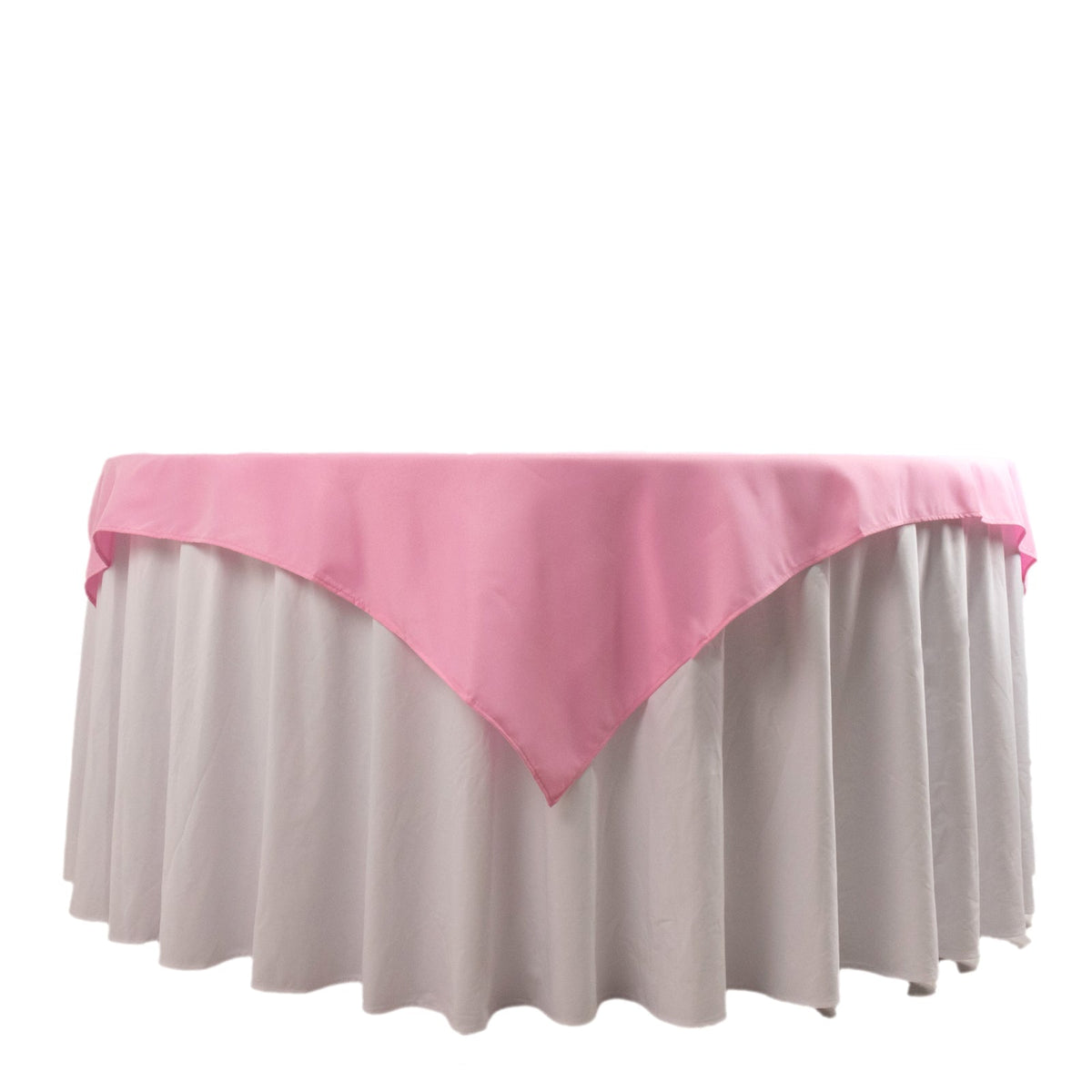 Premium Polyester 54"x54" Table Overlay Square Tablecloth Pink - Stain and Wrinkle-Resistant 220GSM Table Topper