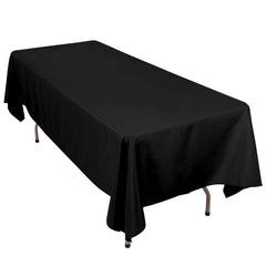 Premium Polyester 60"x102" Rectangle Tablecloth Black - Durable 220GSM Wrinkle-Resistant Table Cover for Weddings & Events