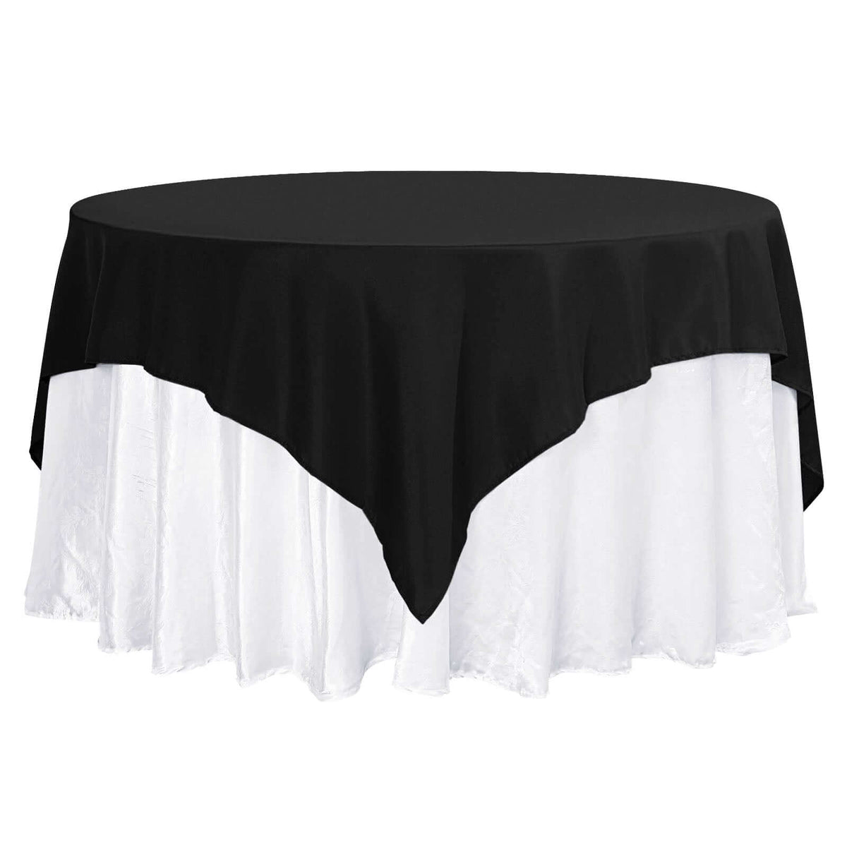 Premium Polyester 70"x70" Table Overlay Square Tablecloth Black 220GSM Wrinkle-Resistant Table Cover