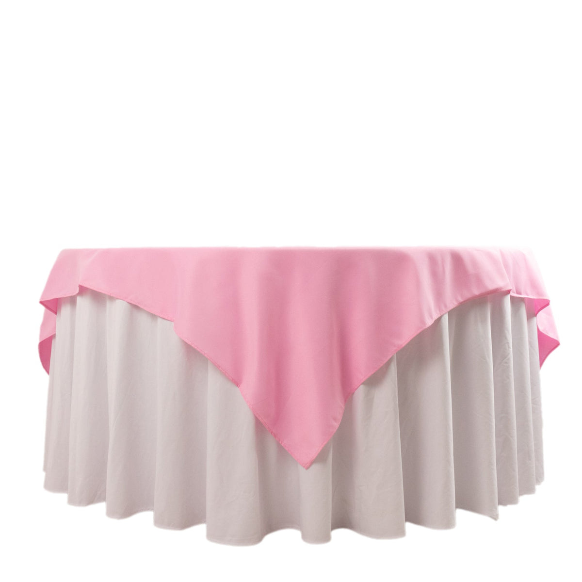 Premium Polyester 70"x70" Table Overlay Square Tablecloth Pink 220GSM Wrinkle-Resistant Table Cover
