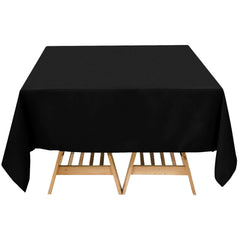 Premium Polyester Square Tablecloth 70"x70" Black 220GSM Wrinkle-Resistant Table Cover